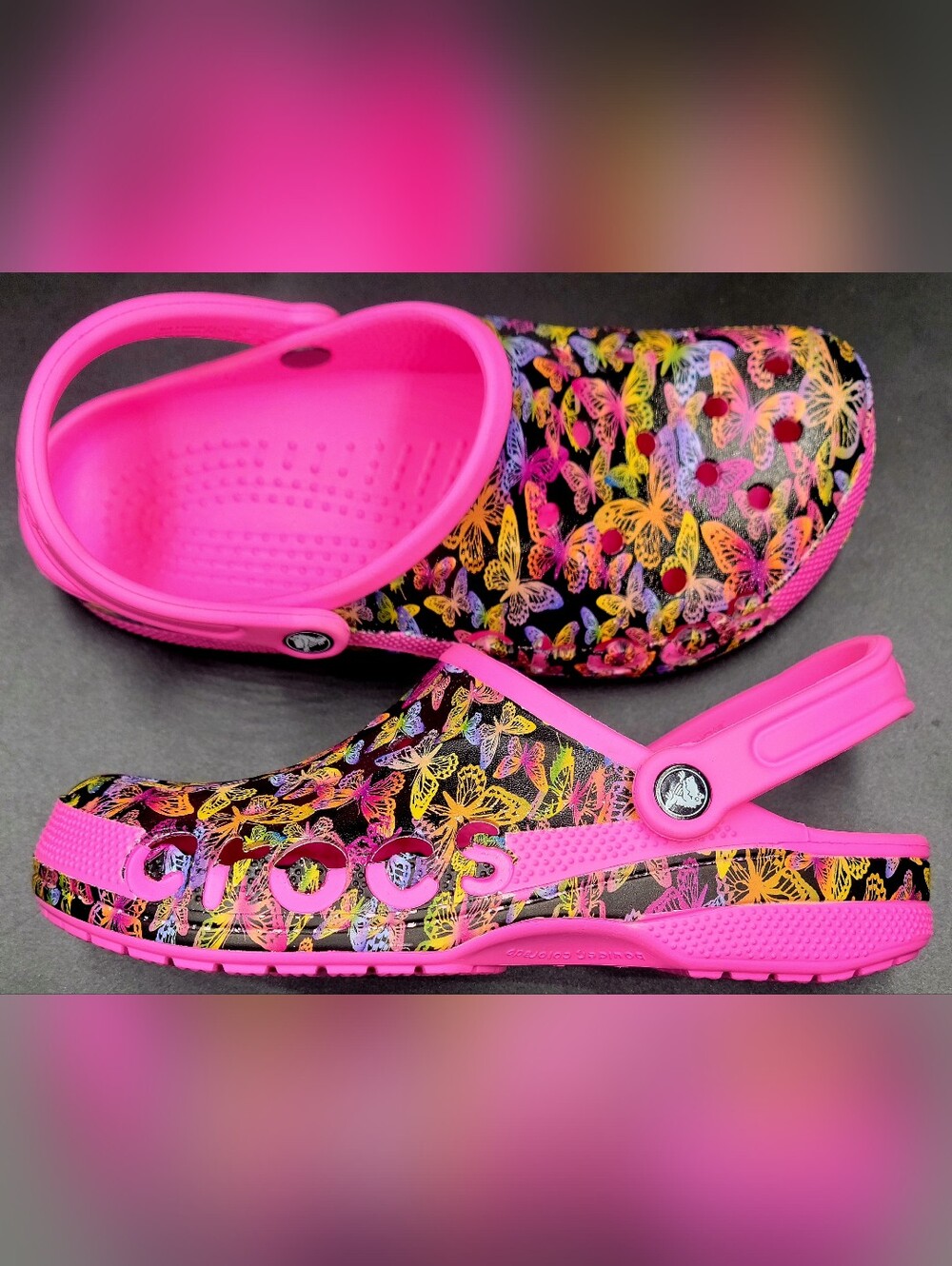 Crocs Baya Clogs Customized Butterflies Sz 10 Women NWT